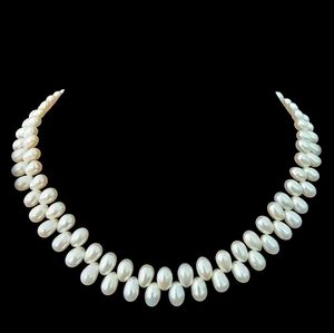 Pearl necklace natural pearls wheat strung design silver toggle clasp  A0020 -Q1